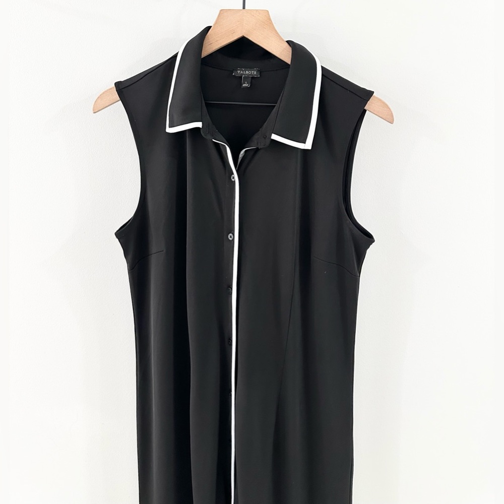 Talbots Button Front Midi Dress Black Size Large - image 3